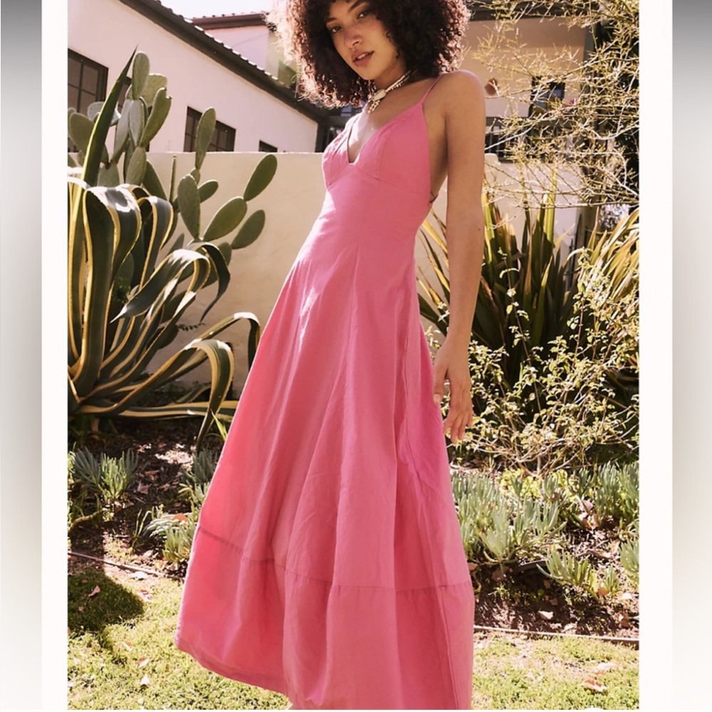 Free People Pink Finer Things Midi Dress